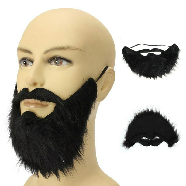 Fake Beard False Moustache Elasticated Halloween Party Prom Props Stylish Black
